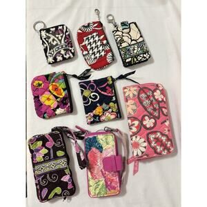 Vera Bradley 8 Piece Lot Card Case Cosmetic Bags ID Case Wristlet Wallets